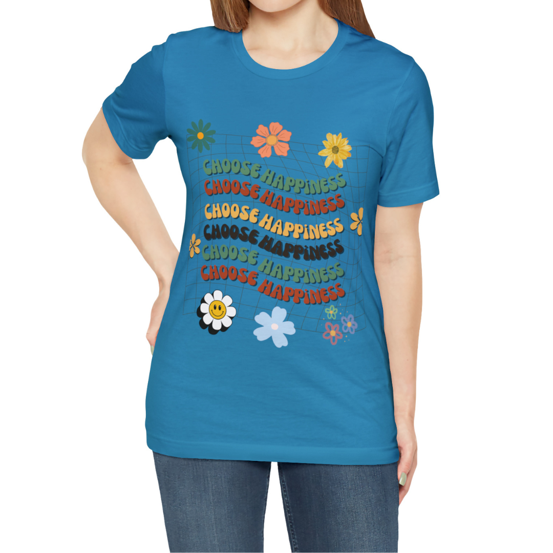 Flower Power T-shirt, Choose Happiness Shirt, Floral Shirt, Happy Shirt, Flowers Shirt, Boho Tshirt, Hippie Shirt Unisex, Color Options