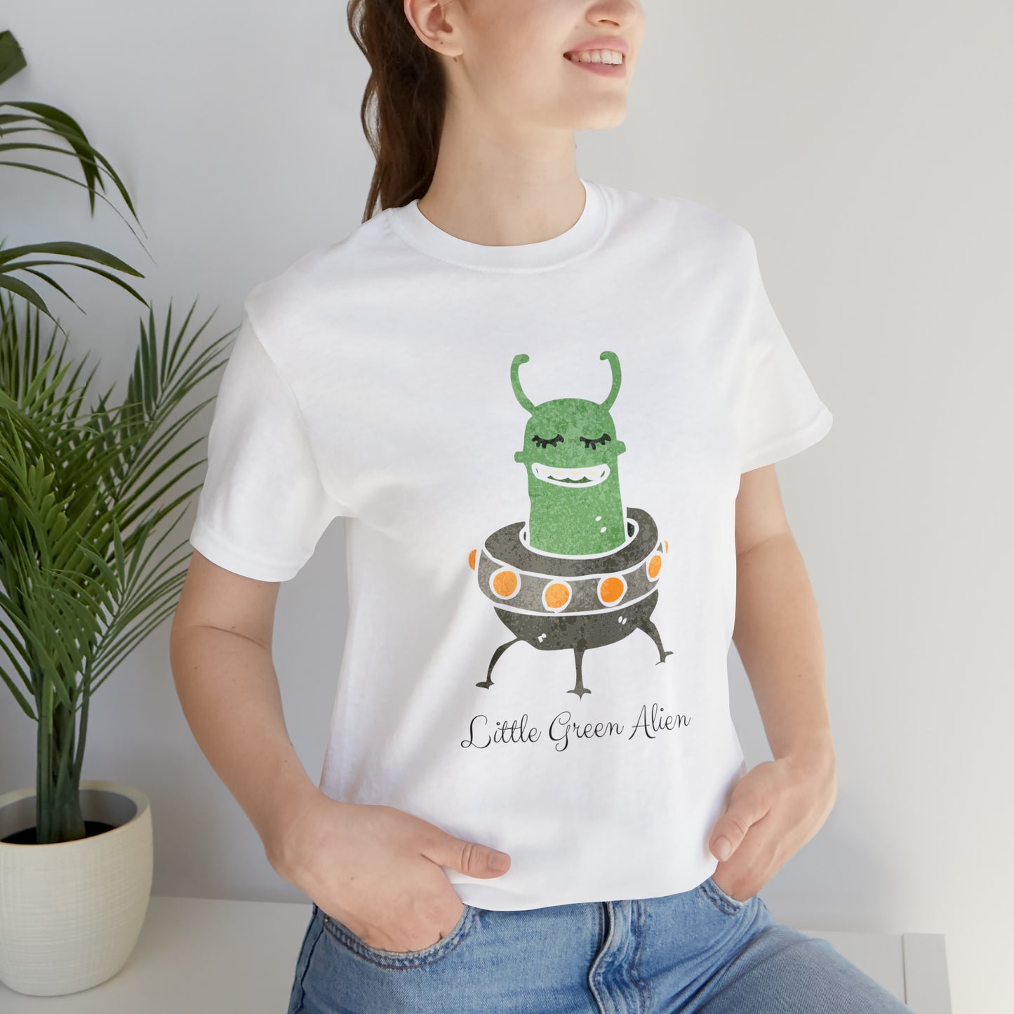 Little Green Alien T-Shirt, Alien in Spaceship Shirt, Alien Shirt, UFO Shirt, Alien Graphic Tee, Sci-Fi Shirt, Cosmic Extraterrestrial Shirt