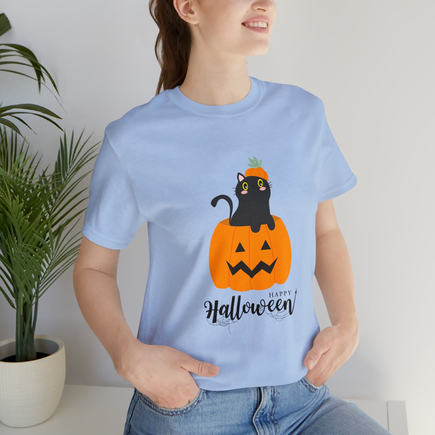 Black Cat in Pumpkin T-Shirt, Black Cat Shirt, Halloween Cat Shirt, Halloween Shirt, Pumpkin & Cat Shirt, Black Cat Spooky Season T-Shirt