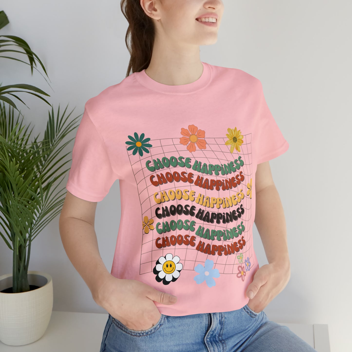 Flower Power T-shirt, Choose Happiness Shirt, Floral Shirt, Happy Shirt, Flowers Shirt, Boho Tshirt, Hippie Shirt Unisex, Color Options