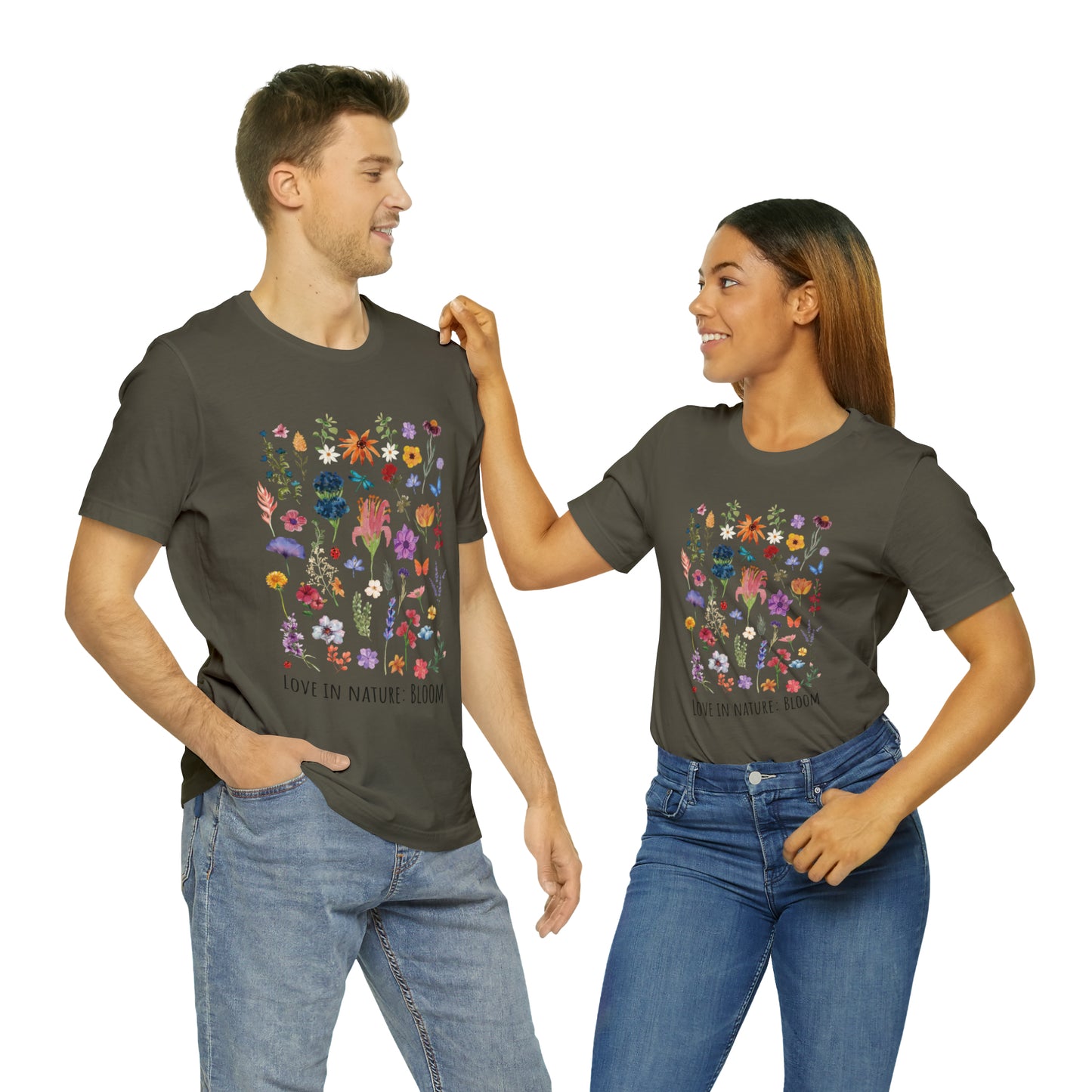 Wildflowers T-shirt, Love in Nature Bloom Tshirt, Retro Design Floral Shirt, Unisex Tee, Hippie Hippies Shirt, Color Options Available