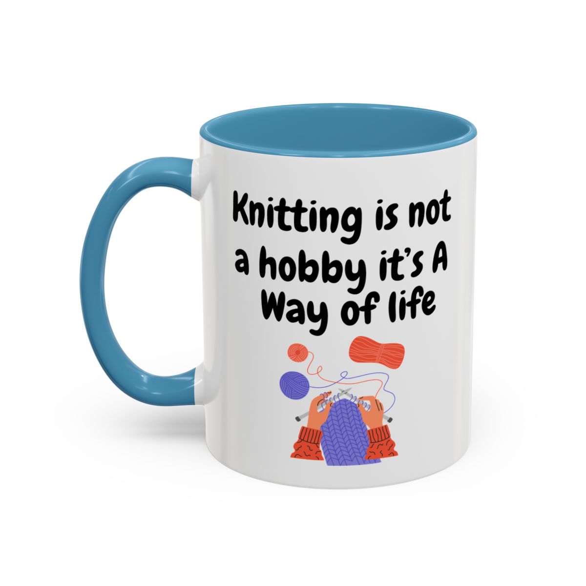 light blue color Funny knitting coffee mug for knitters and yarn lovers