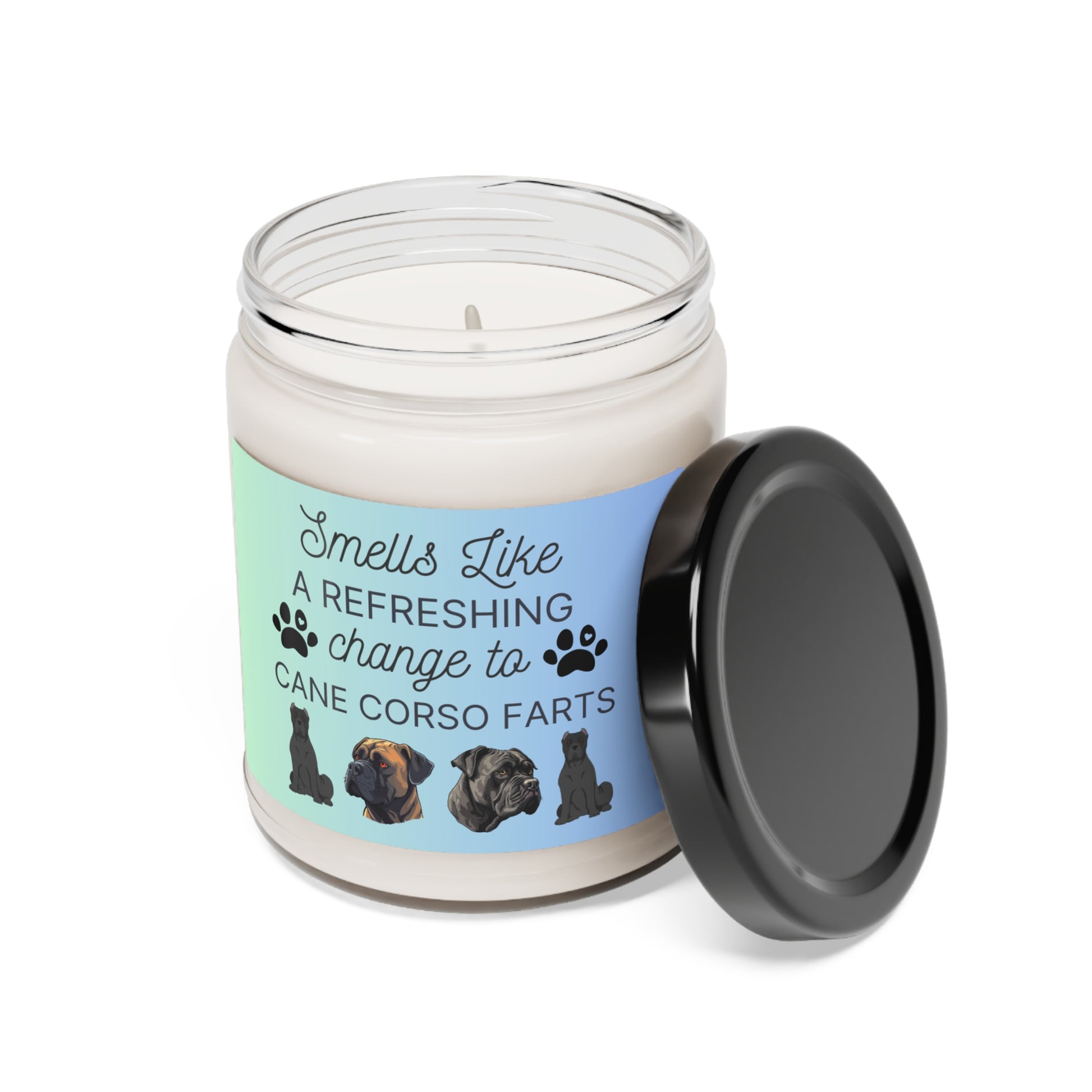 smells like a refreshing change to cane corso farts scented candle gift