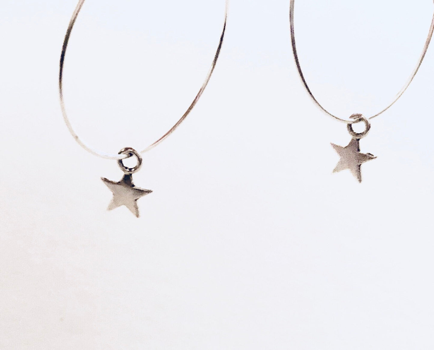 Little Silver Stars Hoop Earrings With Star Charm Charms, Silver Hoops, Silver Star Hoops, Celestial Planets Wicca Witch