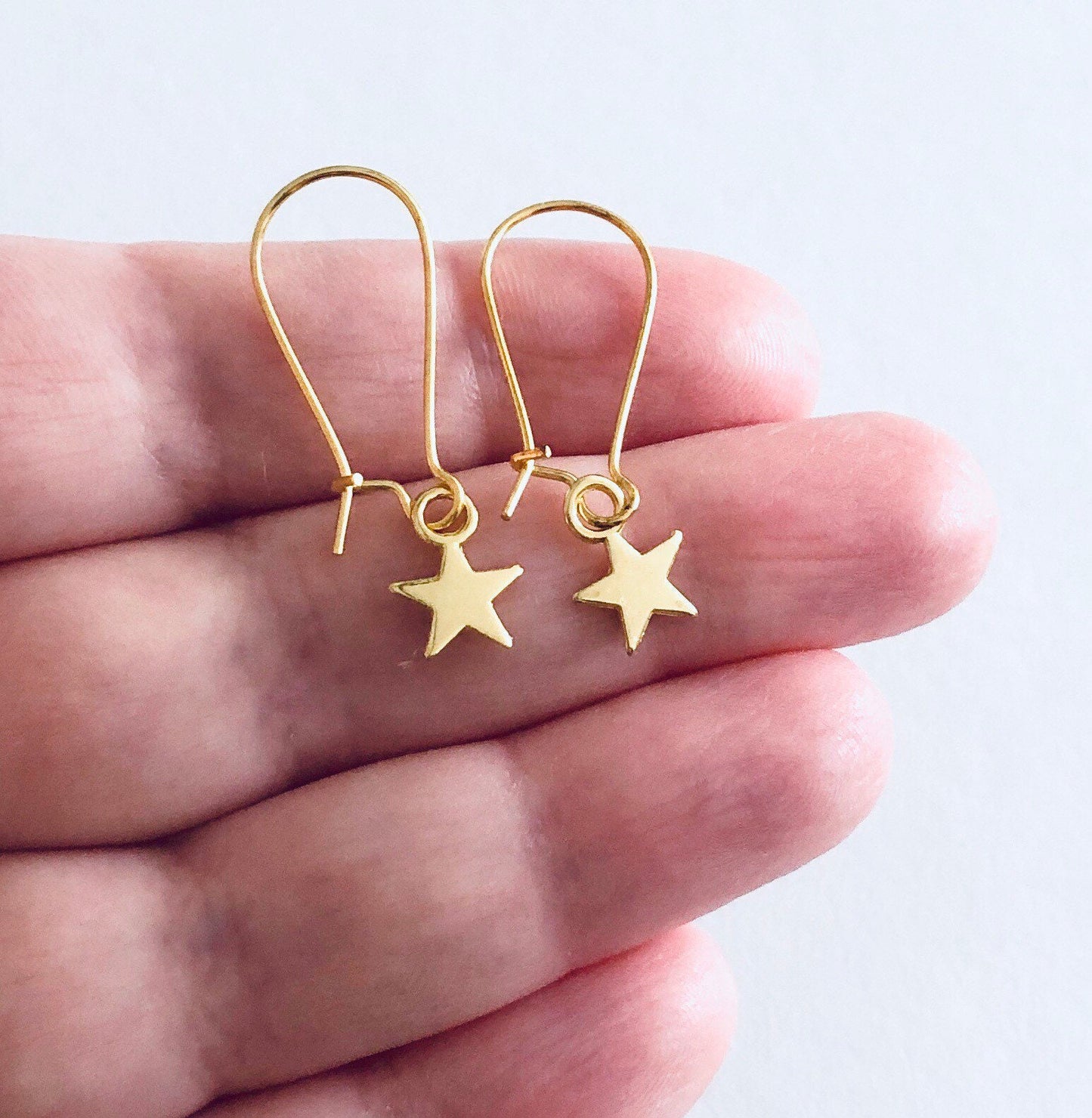 Dainty Little Gold Star Earrings, Dangle Drop Celestial Stars Earrings, Boho Hippie Witchy Woman Pagan Wicca Wiccan