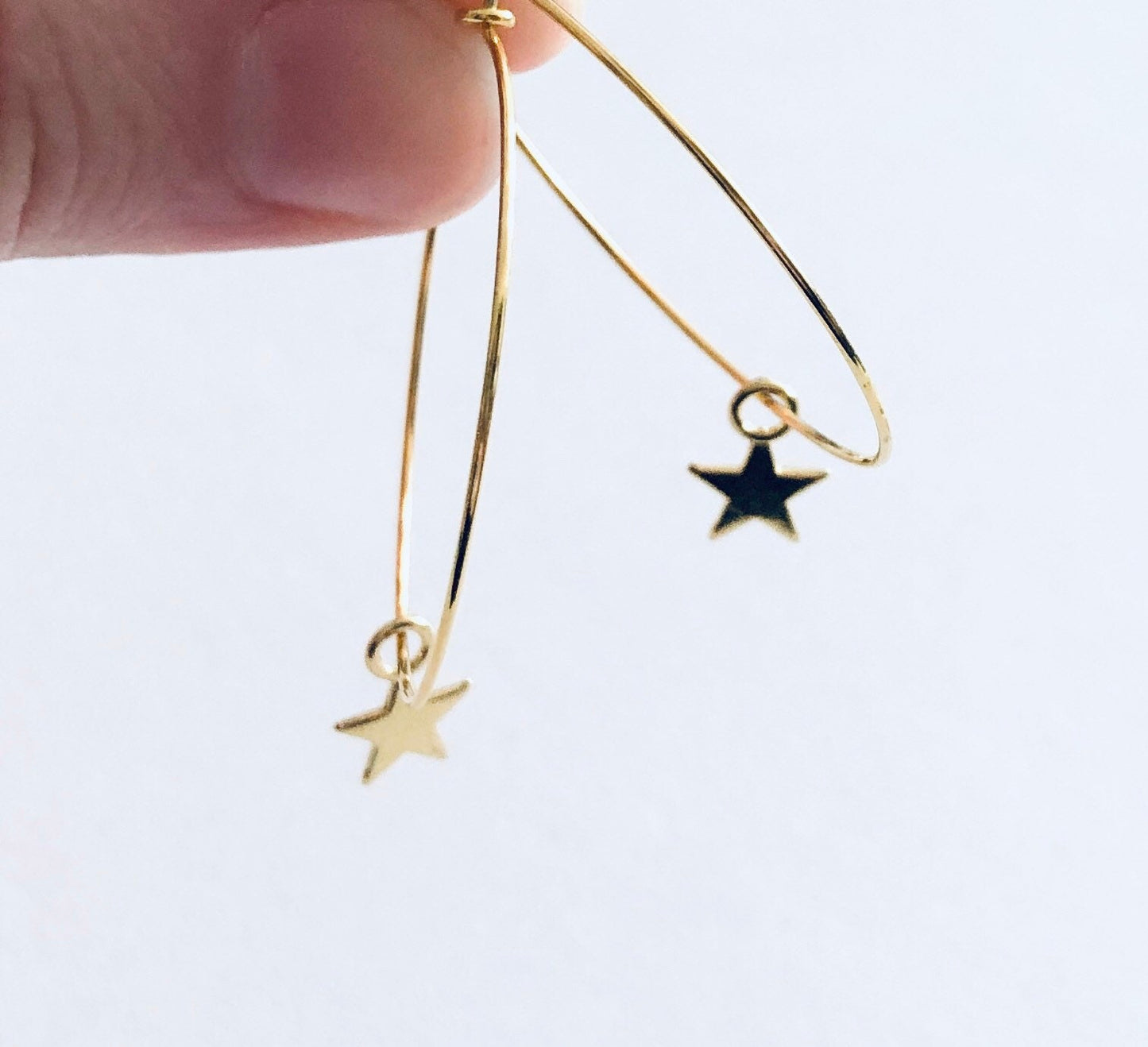 Little Star Gold Hoops with Dainty Star Charms, Little Star Hoop Earrings Golden Celestial Witchy Woman Wiccan Wicca Witch Pagan