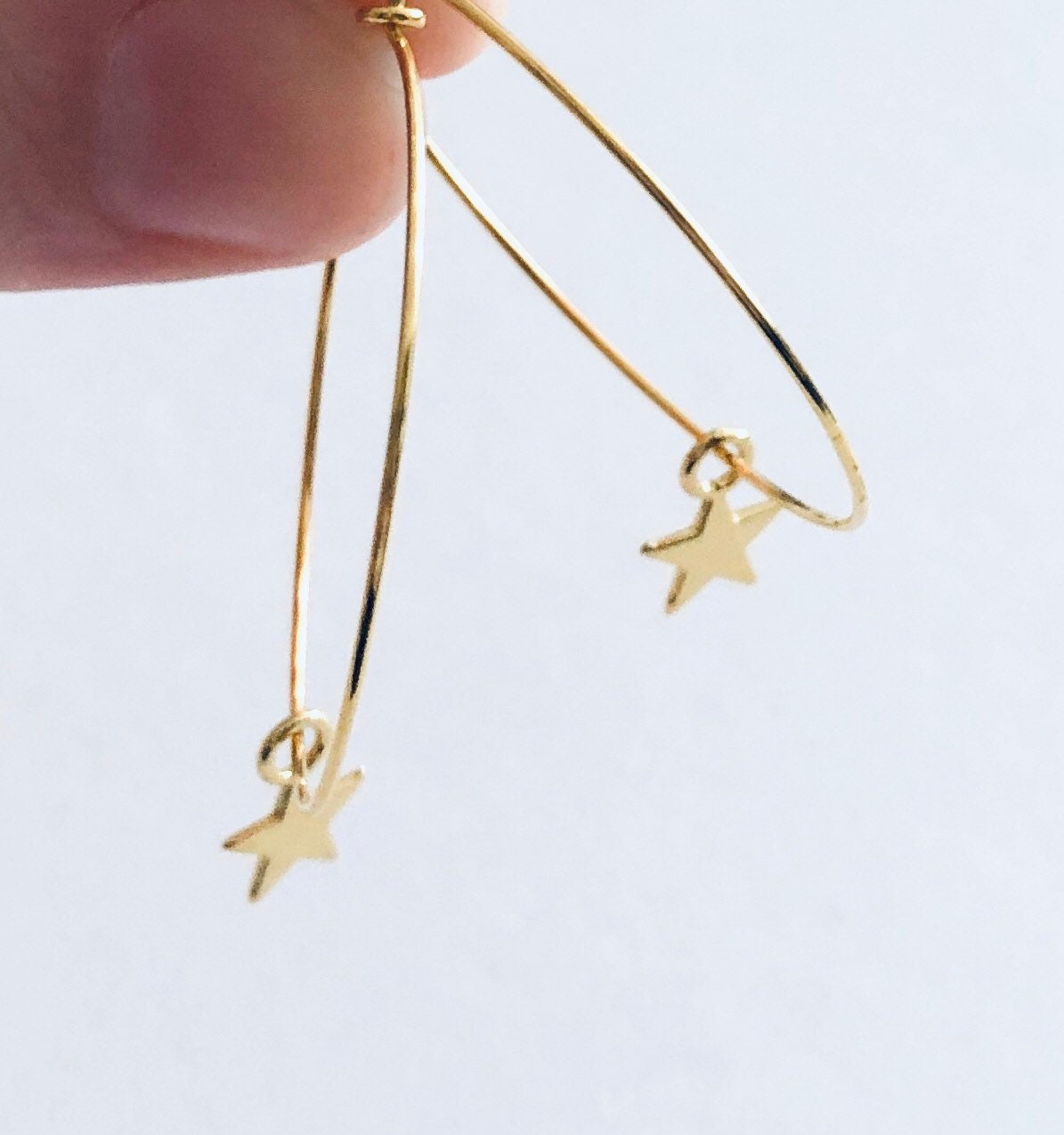 Little Star Gold Hoops with Dainty Star Charms, Little Star Hoop Earrings Golden Celestial Witchy Woman Wiccan Wicca Witch Pagan