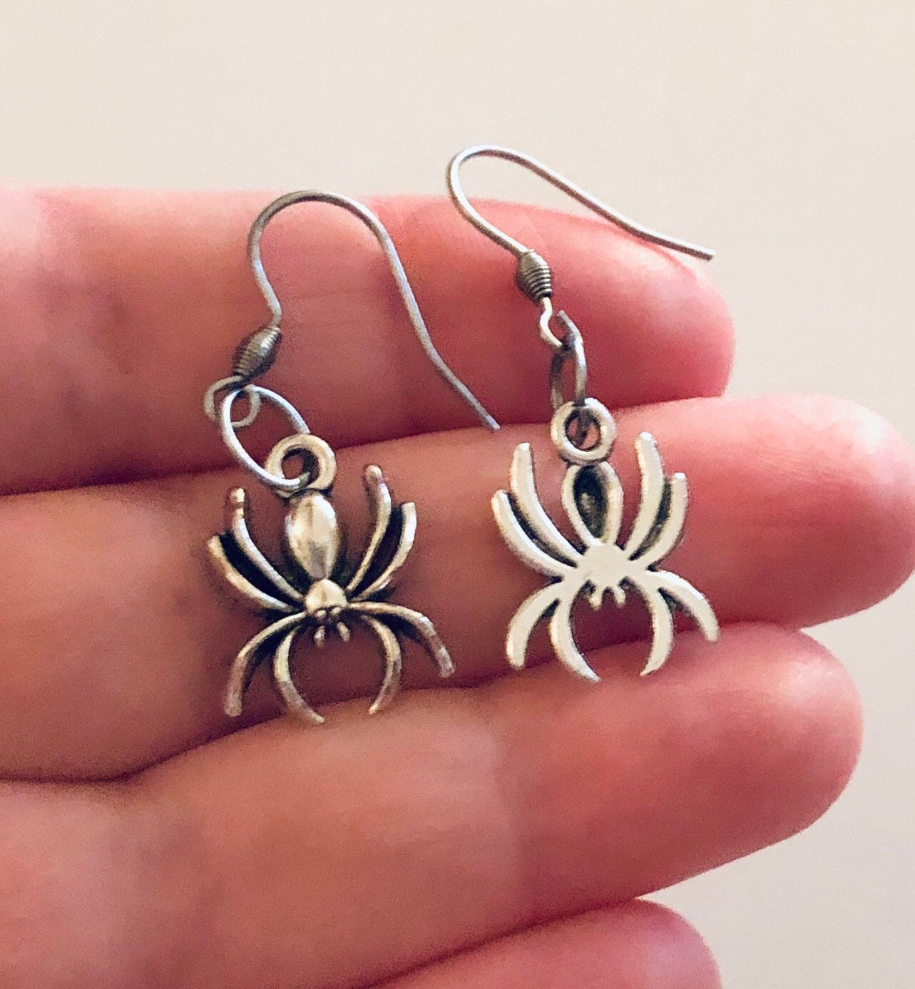 Spider Earrings, Creepy Crawly Earrings, Halloween Earrings, Mall Goth Earrings Aesthetic Gothic Punk, Stainless Steel