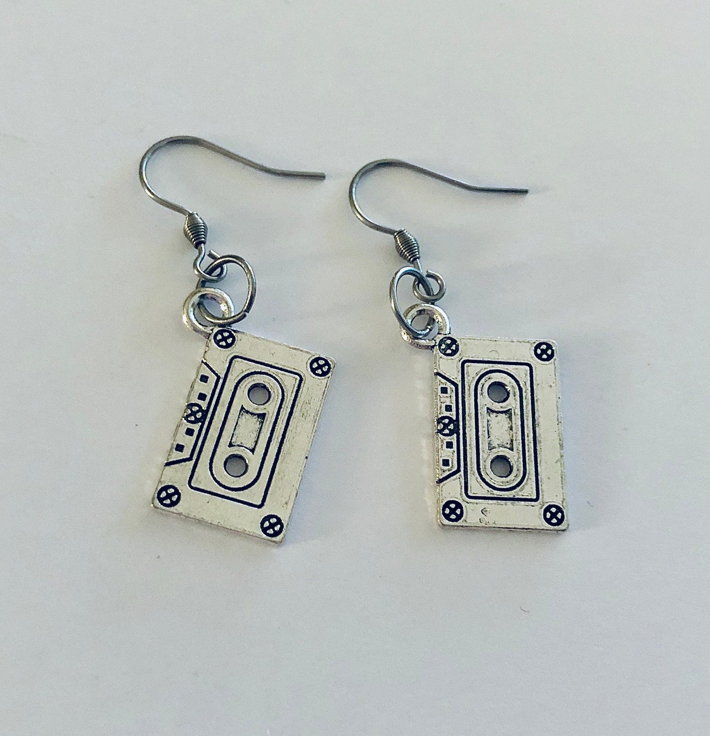 Retro Cassette Tape Earrings, Cassette Earrings, Tape Earrings, Retro Earrings, 80s 90s Aesthetic Egirl Vintage Style Silver