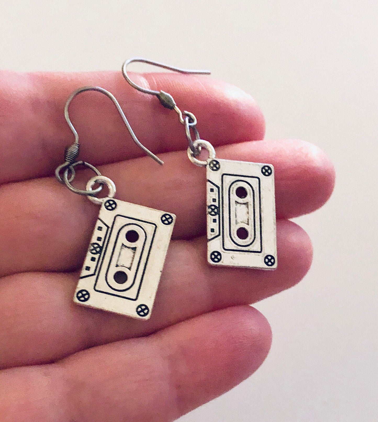 Retro Cassette Tape Earrings, Cassette Earrings, Tape Earrings, Retro Earrings, 80s 90s Aesthetic Egirl Vintage Style Silver