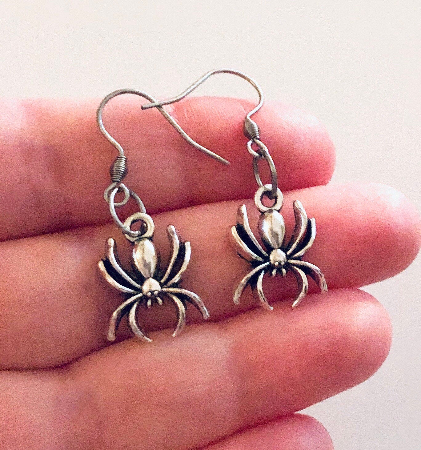 Spider Earrings, Creepy Crawly Earrings, Halloween Earrings, Mall Goth Earrings Aesthetic Gothic Punk, Stainless Steel