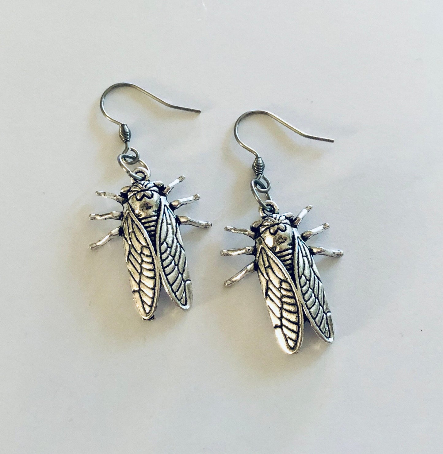 Fly Earrings, Cicada Earrings, Cockroach Earrings, Goth Gothic Girl Jewelry, Creepy Crawly Stainless Steel Fish Hooks