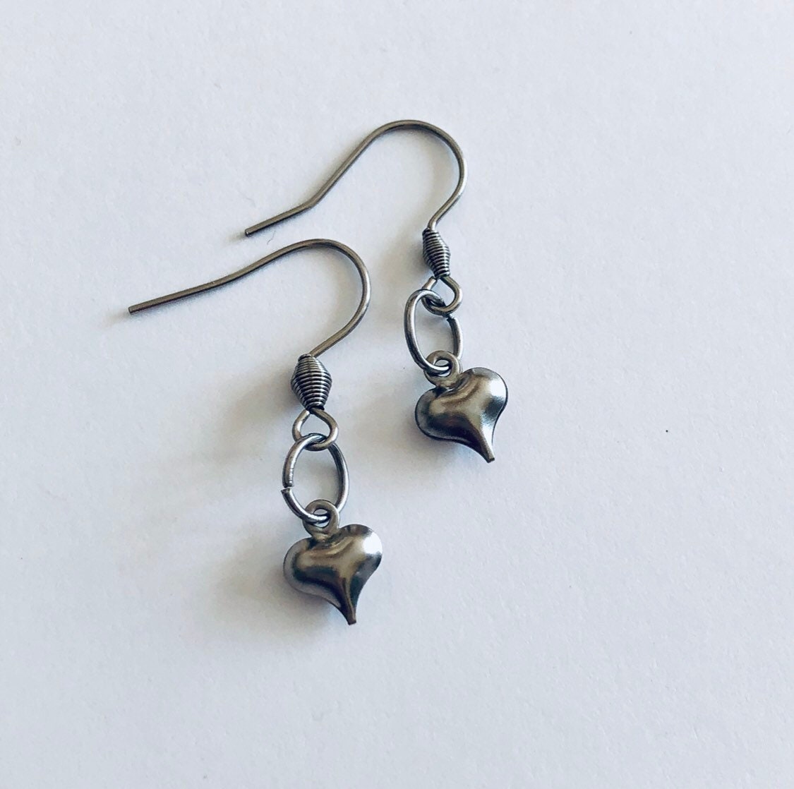 Dainty Silver Little Hear Earrings, Drop Dangle Love Hearts, Stainless Steel, Lovecore Aesthetic, Valentine’s Day Gift