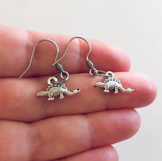 Silver Dinosaur Earrings, Dainty Dinosaur Earrings Jurassic Prehistoric, Kidcore Aesthetic Cute Kawaii