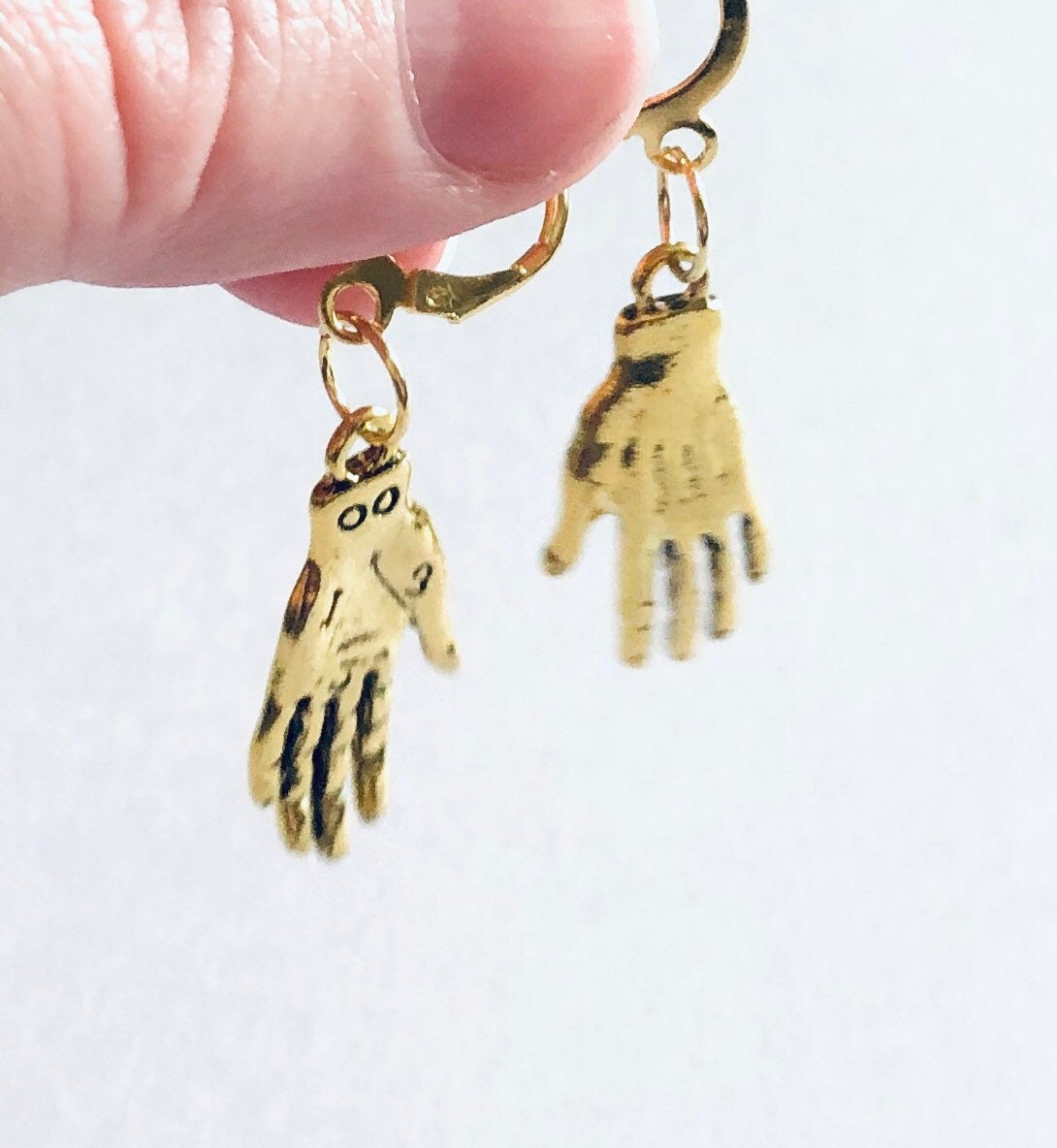 Huggies Gold Palmistry Earrings, Occult Divination