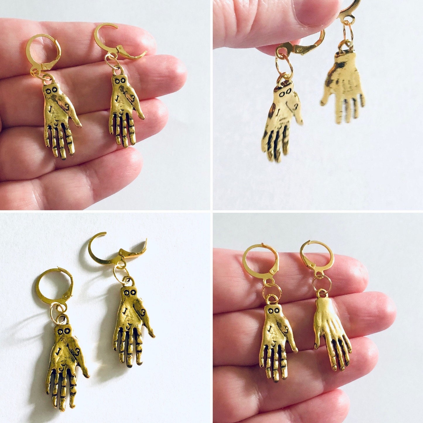 Huggies Gold Palmistry Earrings, Occult Divination