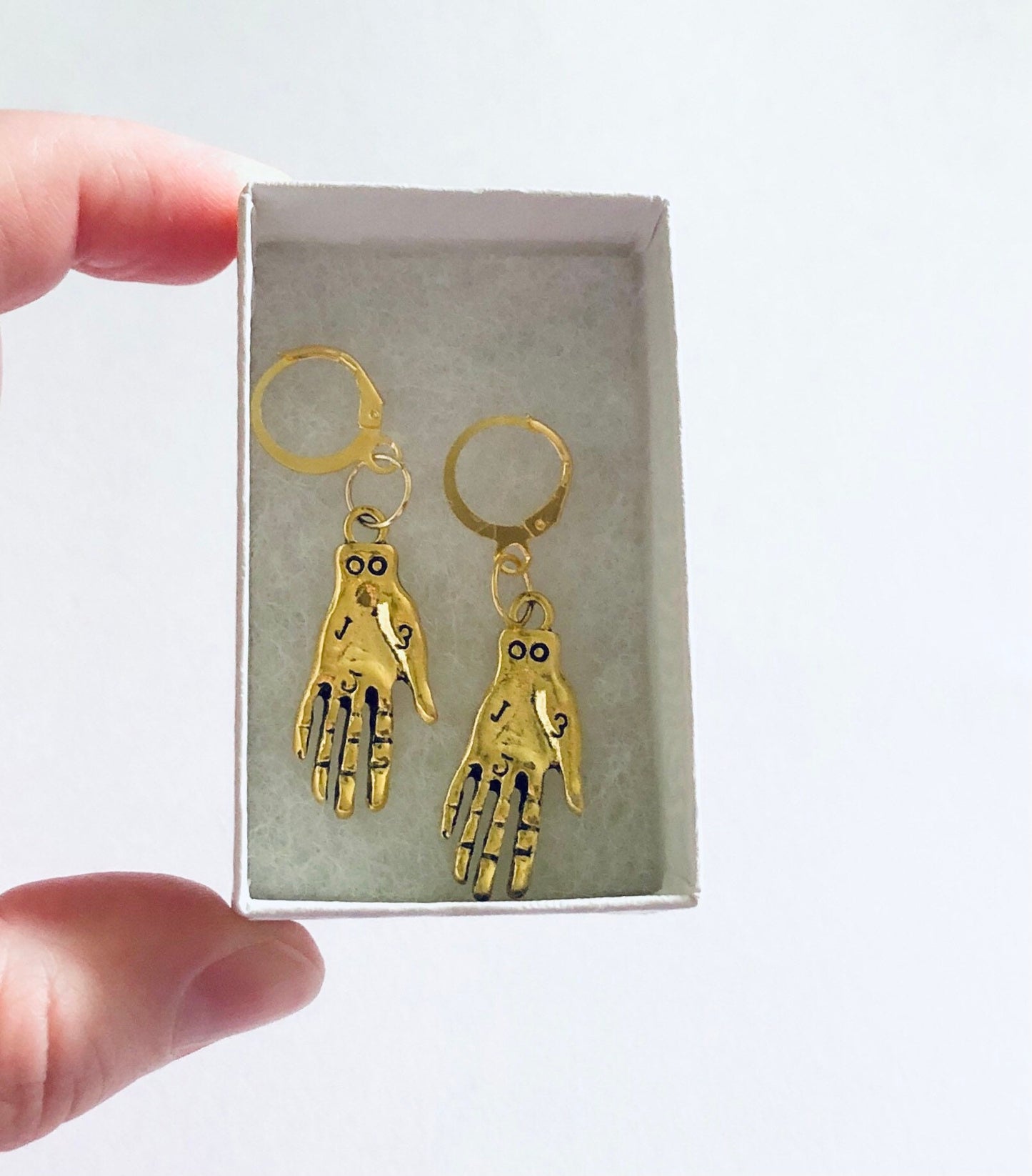 Huggies Gold Palmistry Earrings, Occult Divination