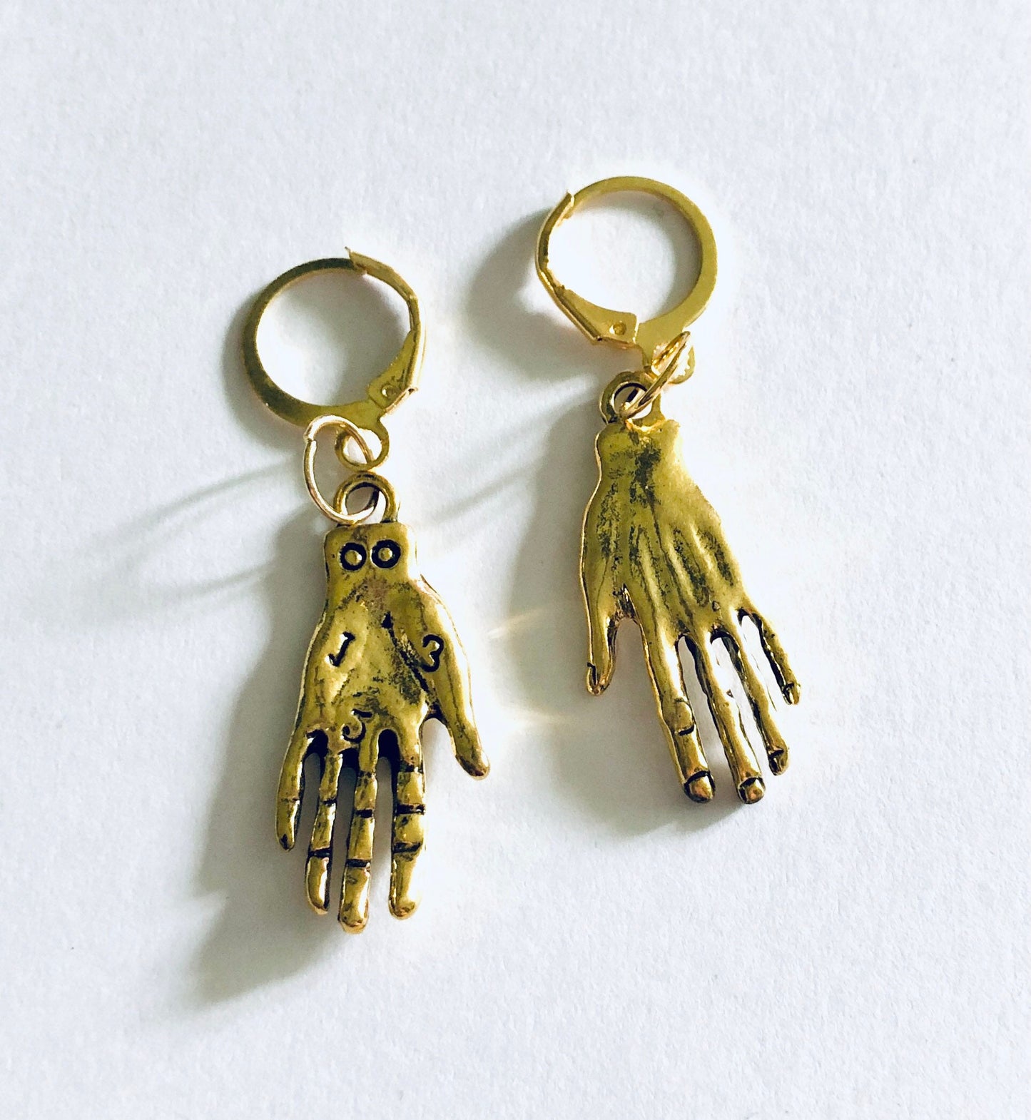 Huggies Gold Palmistry Earrings, Occult Divination