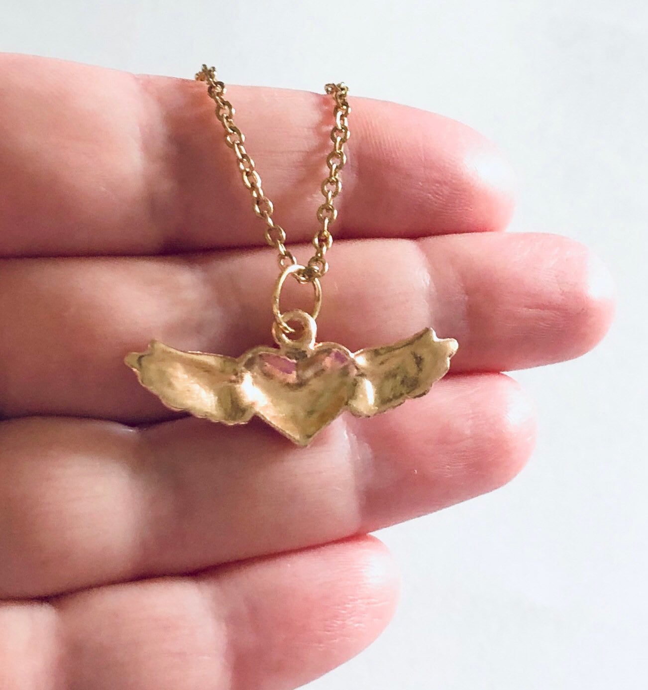 Gold Angel Wings Necklace, Cherub Wings Charm Necklace, Gold Plated Chain, Heaven Sent Lovecore Aesthetic Egirl Indie Girl