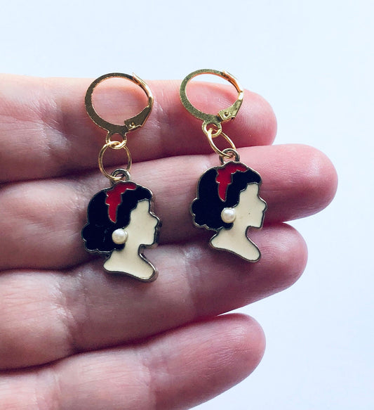 Huggies Snow White Earrings, Mini Hoops Cottagecore Aesthetic