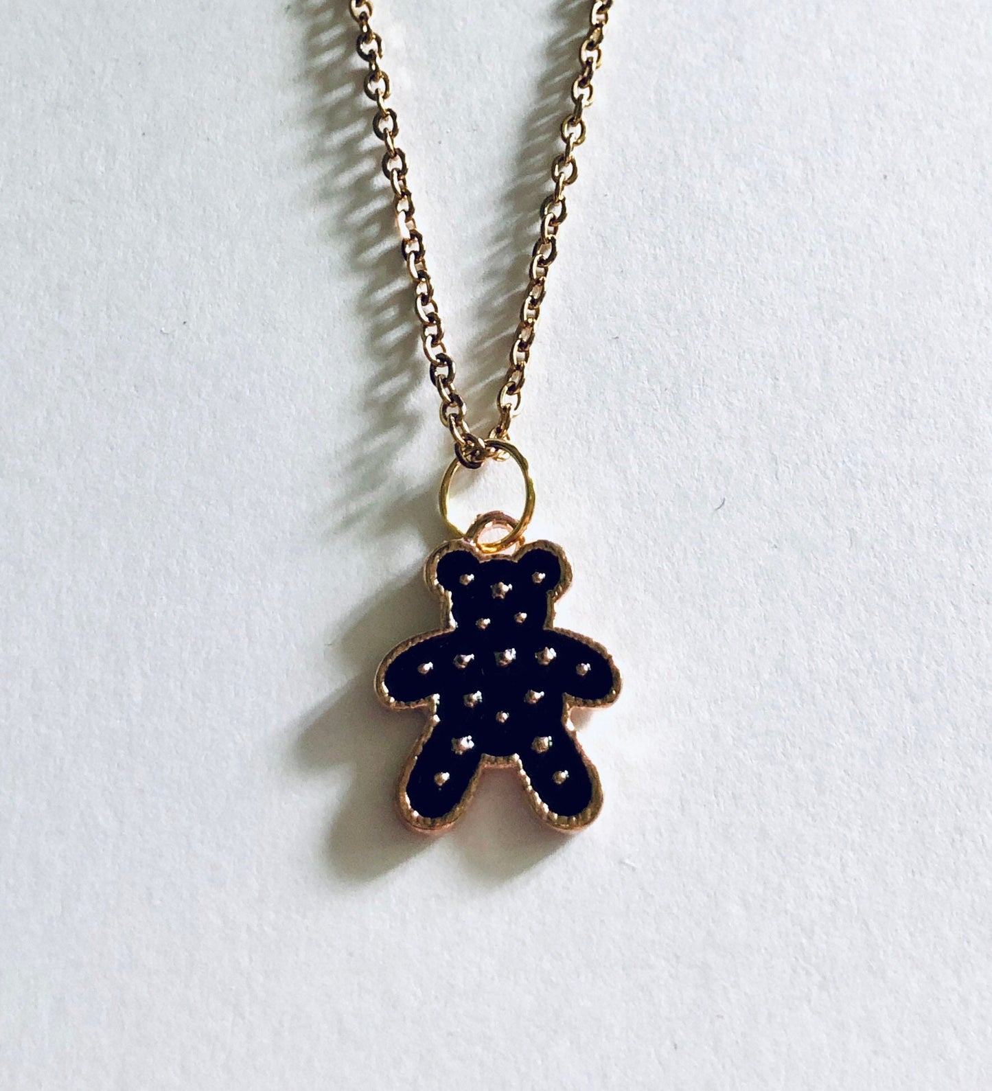 Gold Teddy Bear Necklace, Kawaii Necklace