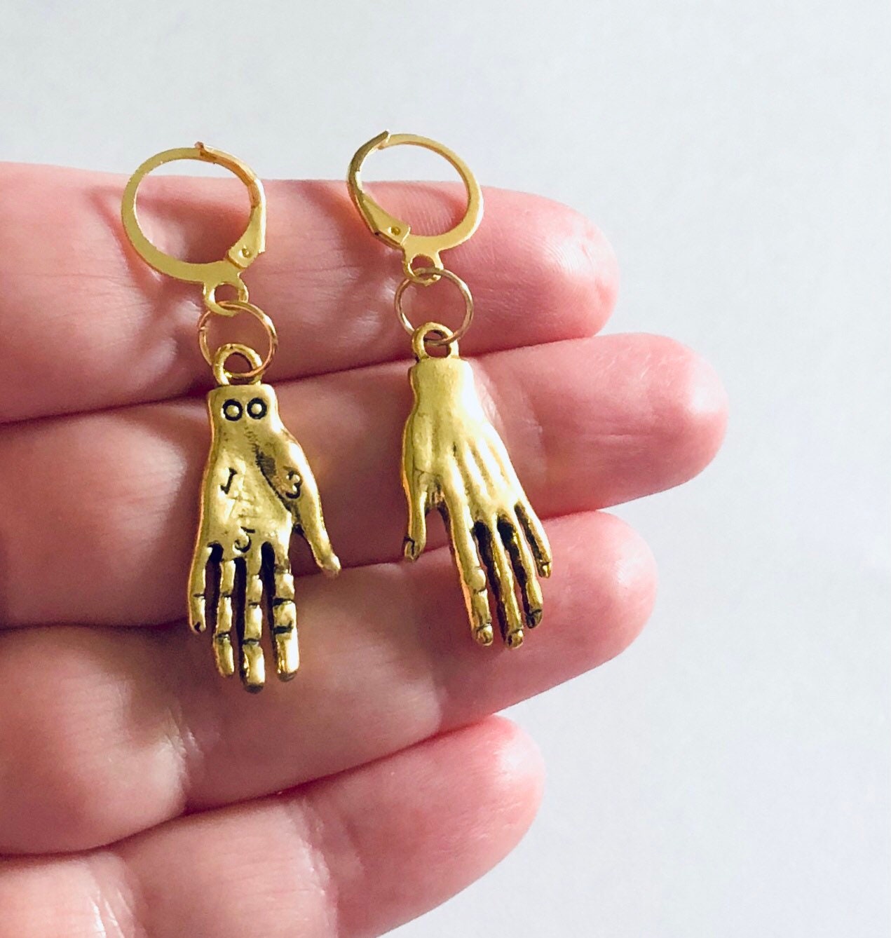 Huggies Gold Palmistry Earrings, Occult Divination