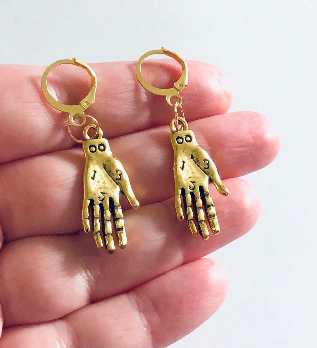 Huggies Gold Palmistry Earrings, Occult Divination