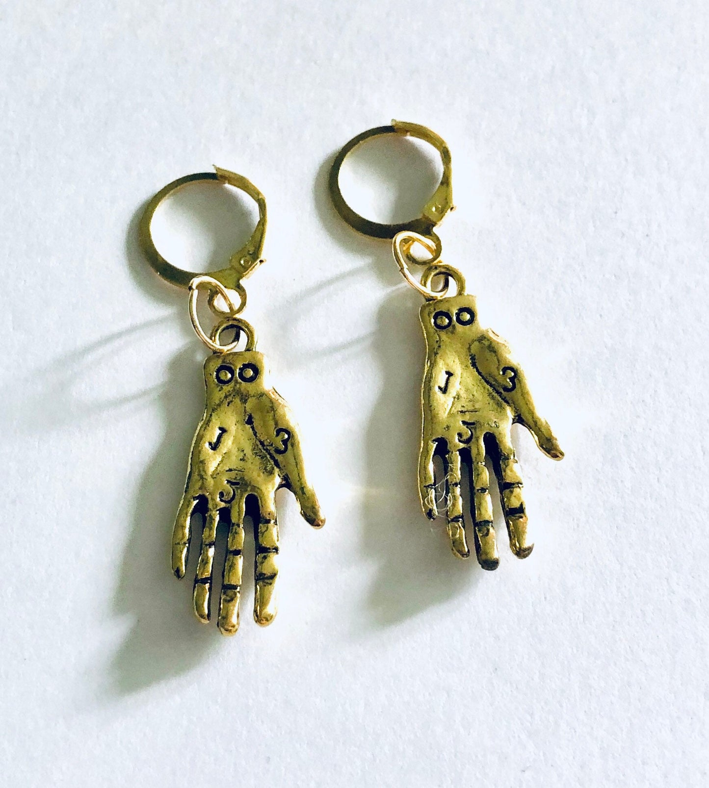 Huggies Gold Palmistry Earrings, Occult Divination