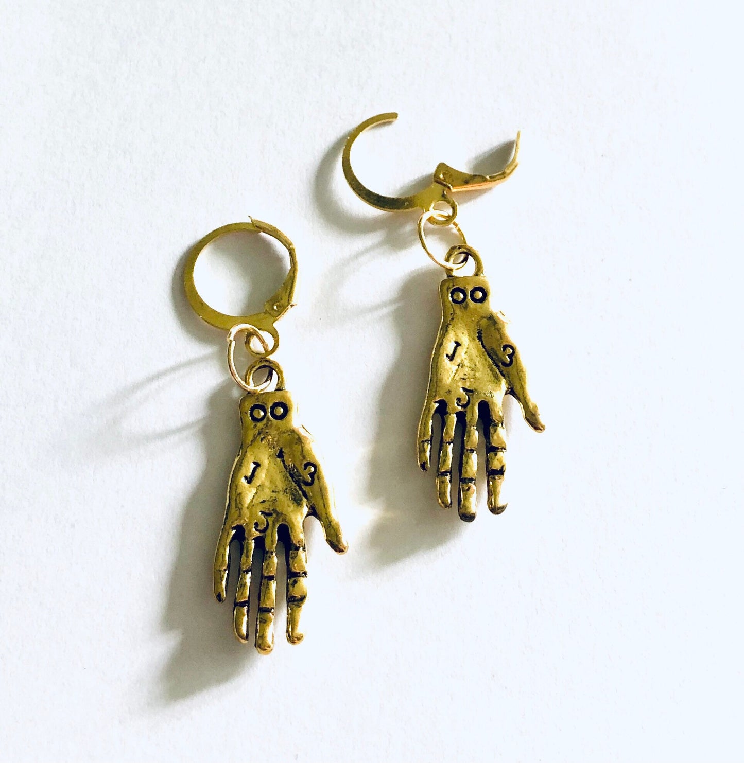 Huggies Gold Palmistry Earrings, Occult Divination