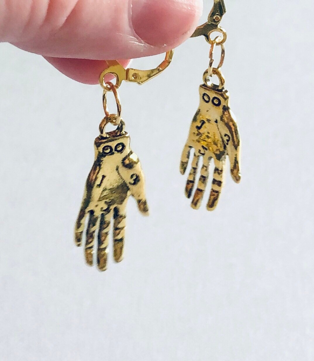 Huggies Gold Palmistry Earrings, Occult Divination