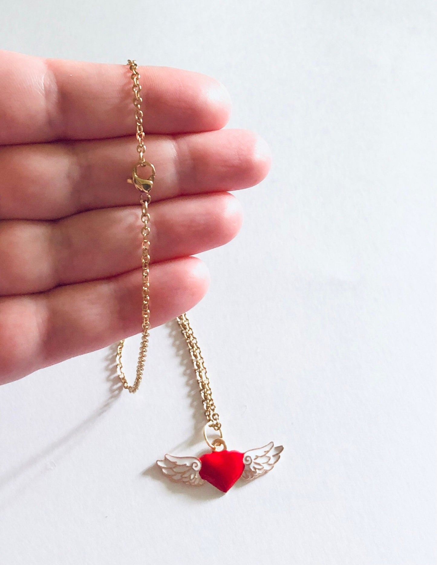 Gold Angel Wings Necklace, Cherub Wings Charm Necklace, Gold Plated Chain, Heaven Sent Lovecore Aesthetic Egirl Indie Girl