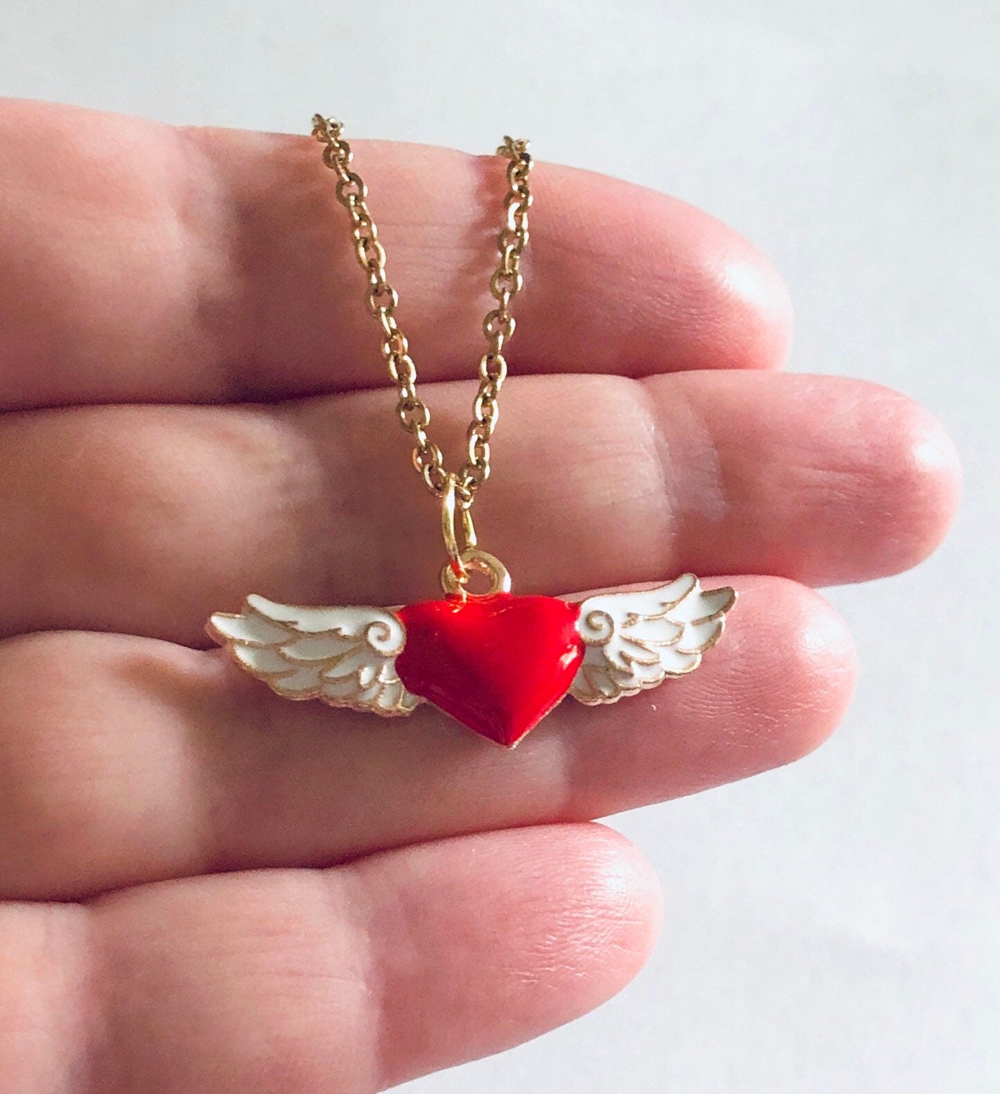 Gold Angel Wings Necklace, Cherub Wings Charm Necklace, Gold Plated Chain, Heaven Sent Lovecore Aesthetic Egirl Indie Girl