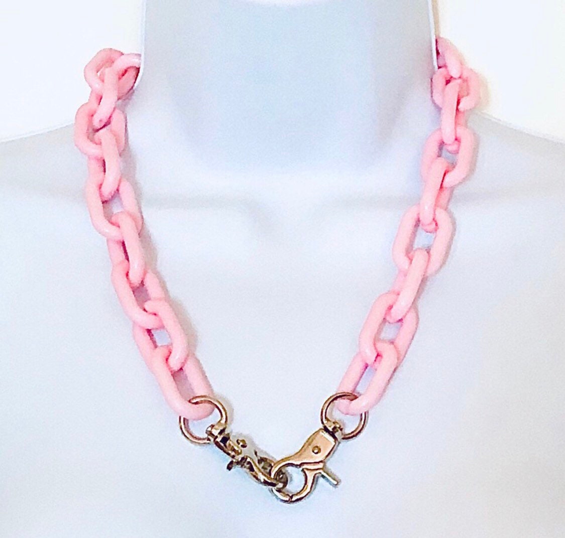 Unisex Pink Chunky Wallet Chain or Necklace, Mall Goth Babe Gothic Girl Indie Aesthetic Punk Skater Chick Fashion Accessory