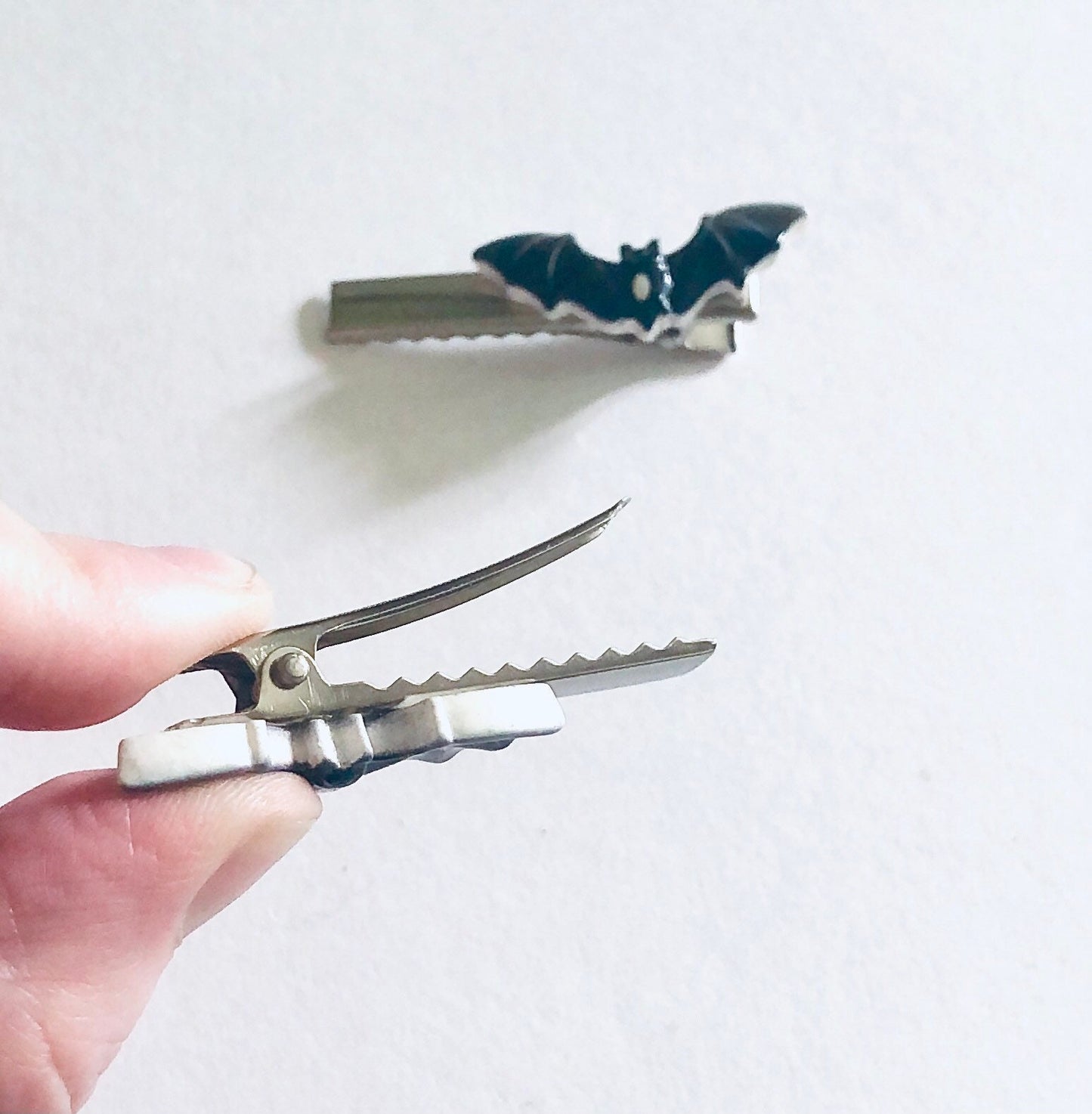 Black Bat Hair Clips SET OF 2, Bats Alligator Clips Barrettes Halloween Bobby Pins Spooky Cute Hair Accessories Horror For Women & Kids