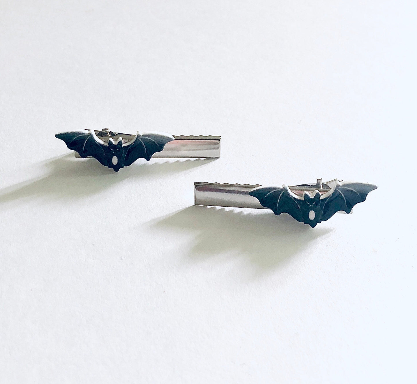 Black Bat Hair Clips SET OF 2, Bats Alligator Clips Barrettes Halloween Bobby Pins Spooky Cute Hair Accessories Horror For Women & Kids