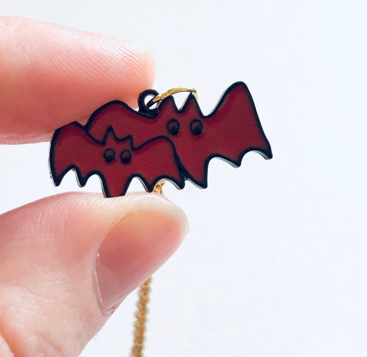 Red Bats Necklace, Vampire Bat Halloween Necklace, Spooky Horror Vampires Count Dracula, Goth Girl Aesthetic