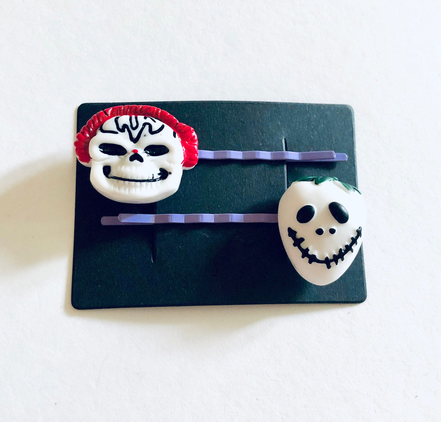 Monsters Hair Clips Set of 2 Ghoul & Goblin Purple Bobby Pins, Gothic Mall Goth Girl, Spooky Halloween Hair Clips