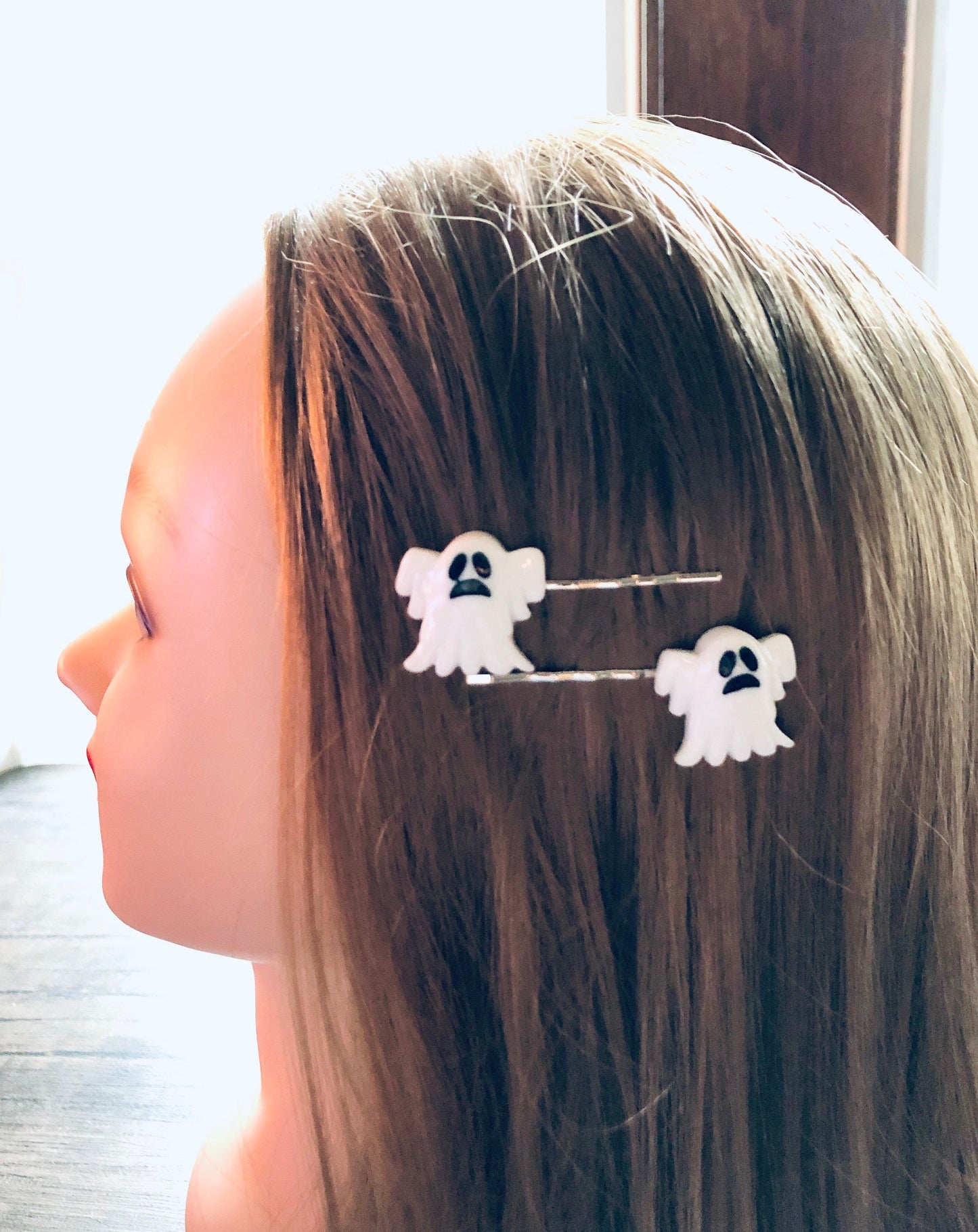 White Ghost Hair Clips, Halloween Hair Accessories, Ghosts Bobby Pins Set of 2