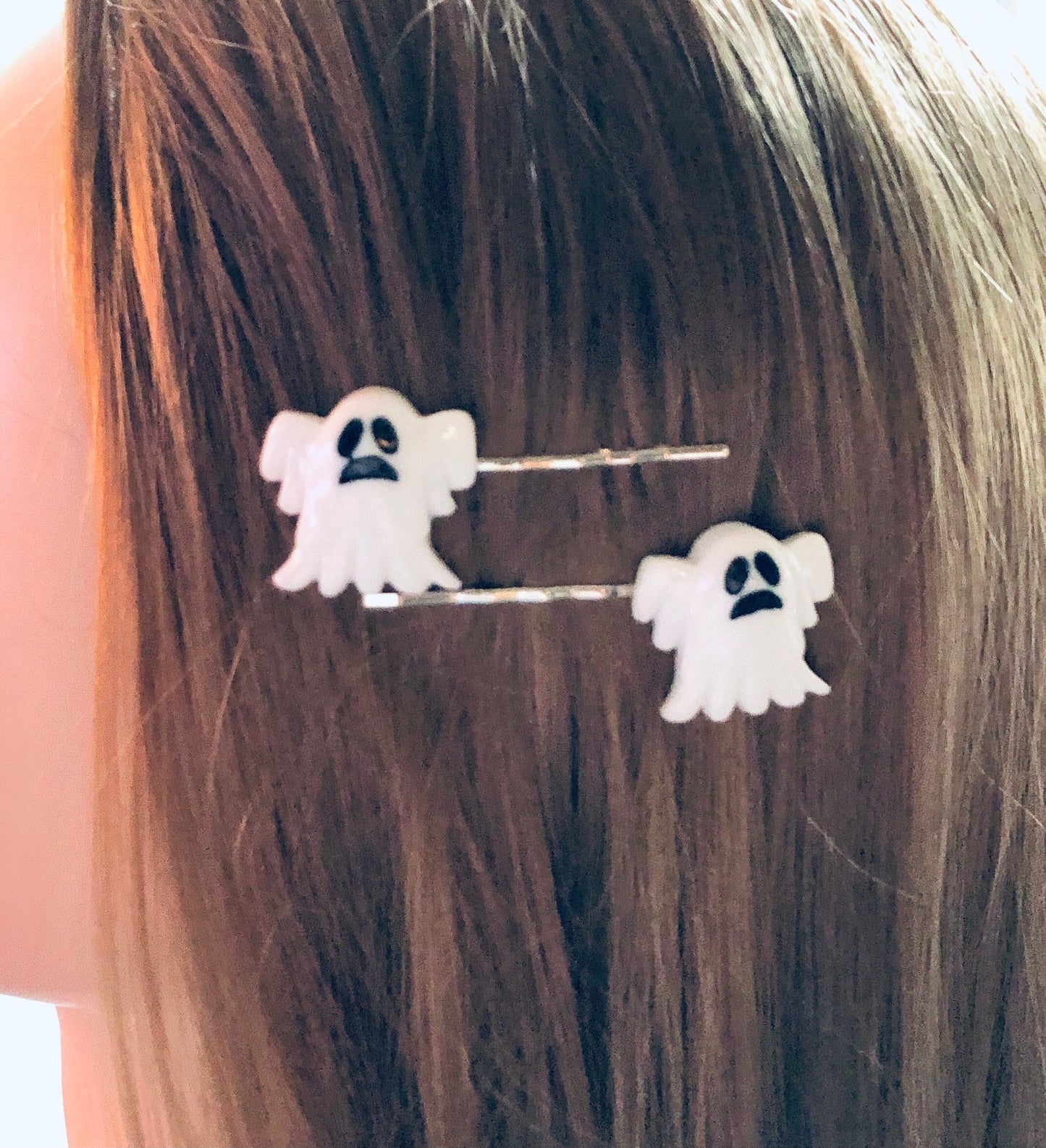 White Ghost Hair Clips, Halloween Hair Accessories, Ghosts Bobby Pins Set of 2