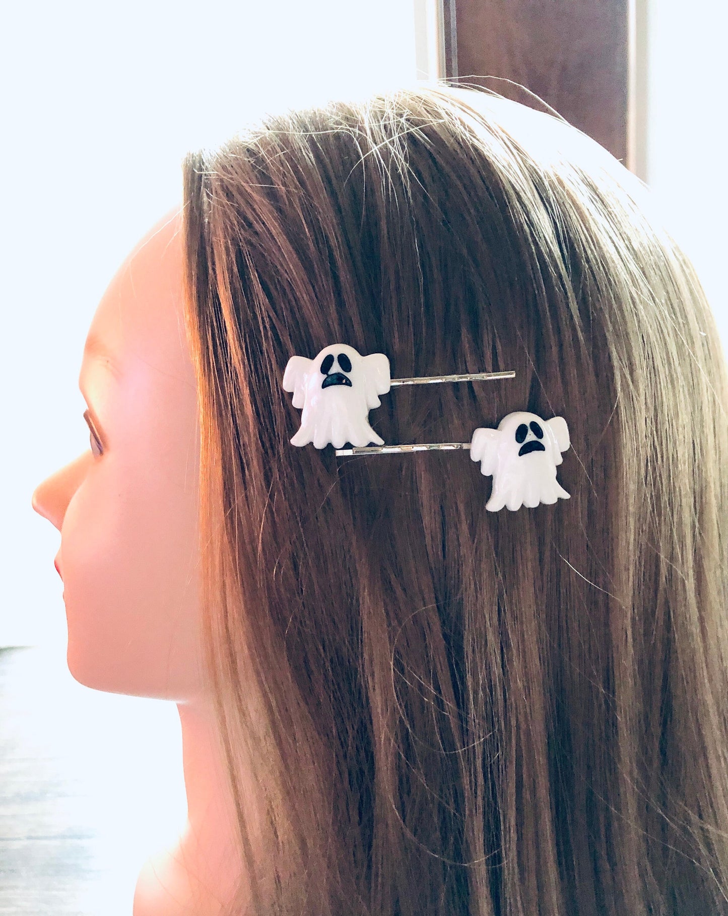 White Ghost Hair Clips, Halloween Hair Accessories, Ghosts Bobby Pins Set of 2