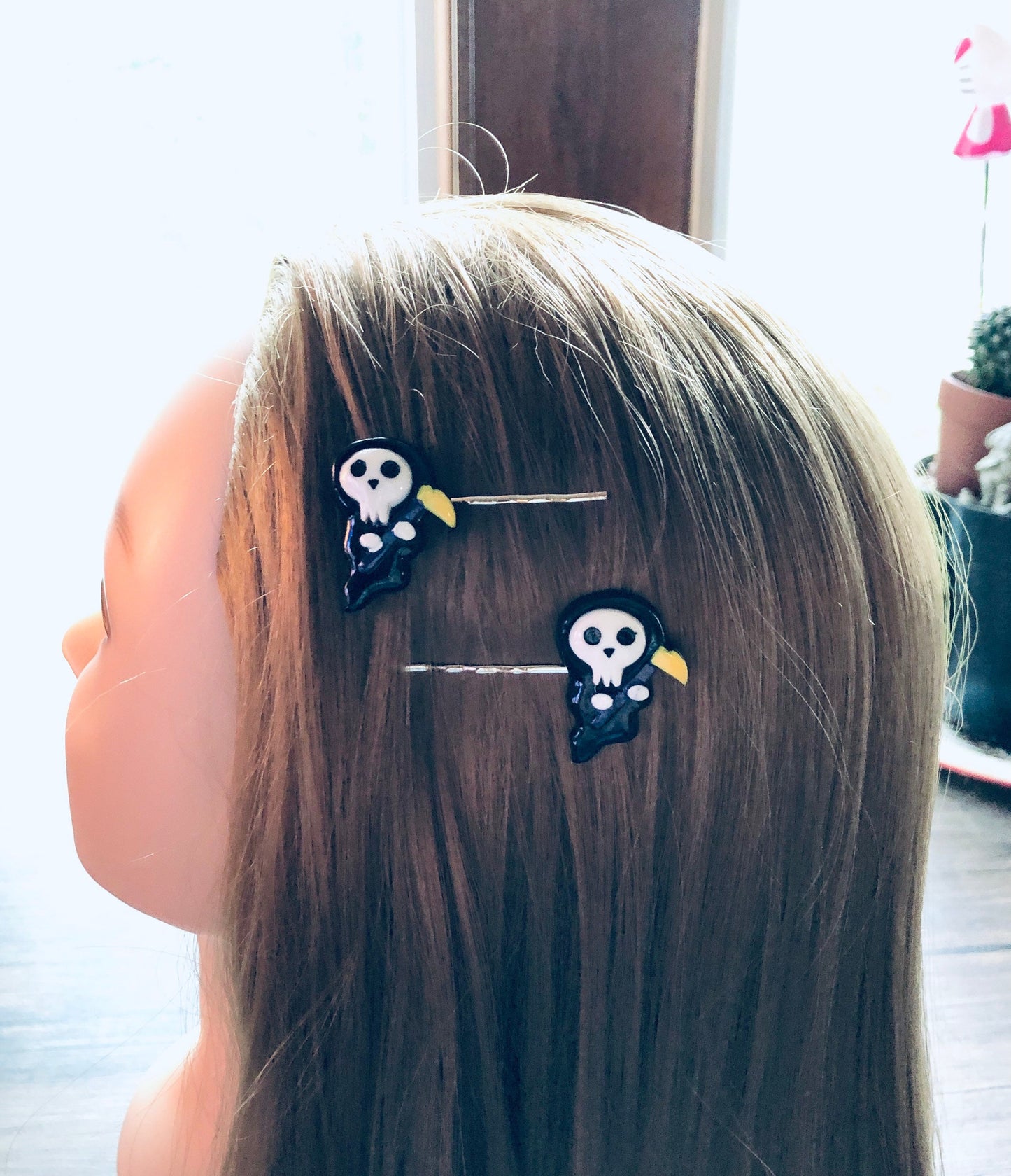 Grim Reaper Halloween Bobby Pins Hair Accessories, Death Skeleton Hair Clips Set of 2, Halloween Hair Clips