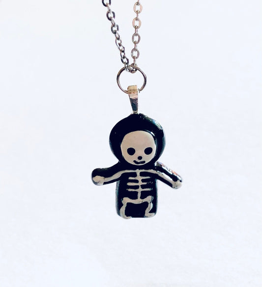 Cute Skeleton Necklace, Halloween Necklace, Spooky Cute Mall Goth Aesthetic Jewelry Gothic Girl