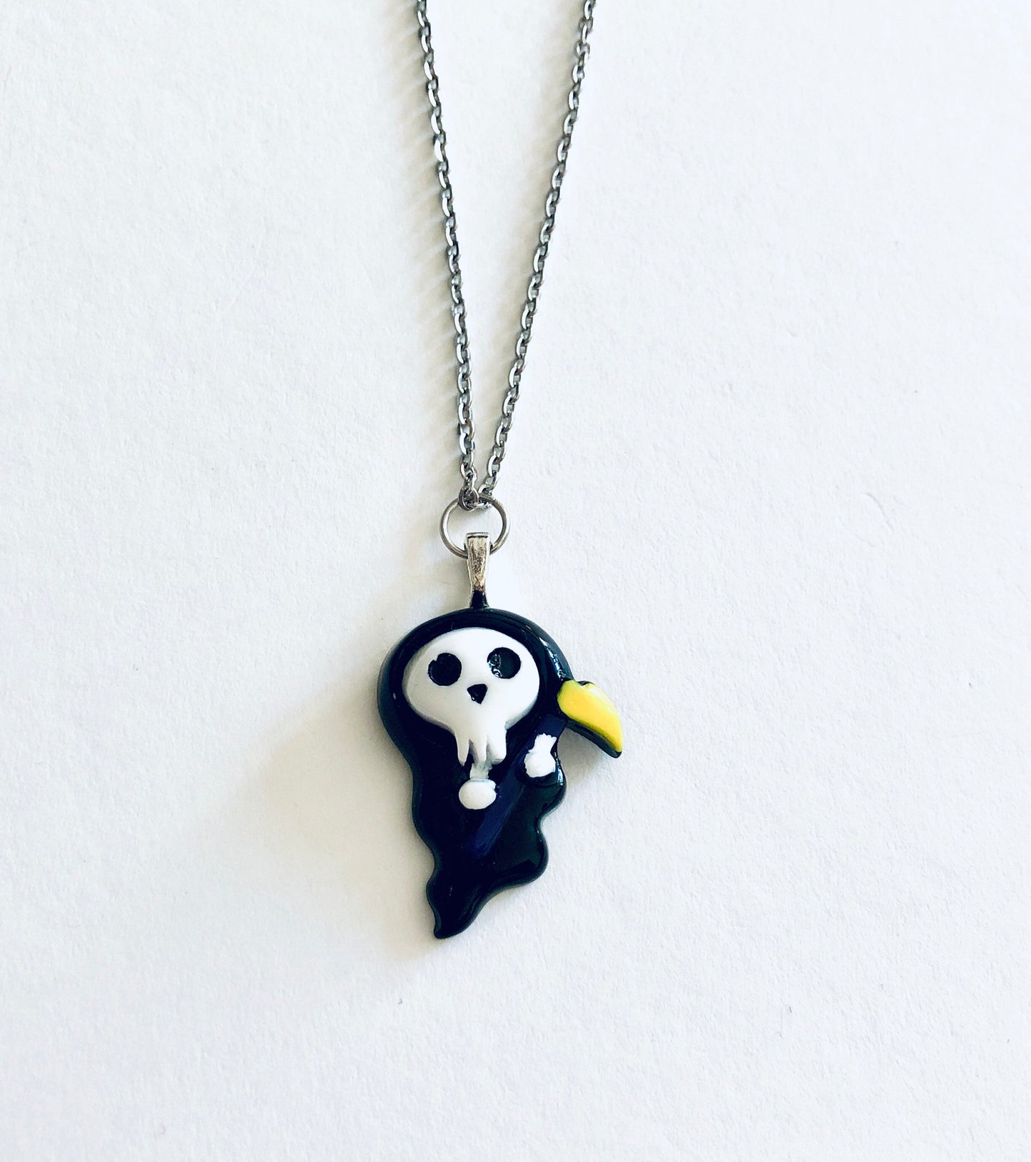 Resin The Grim Reaper Necklace, Cute Spooky Death Skeleton Halloween Jewelry, Mall Goth Girl