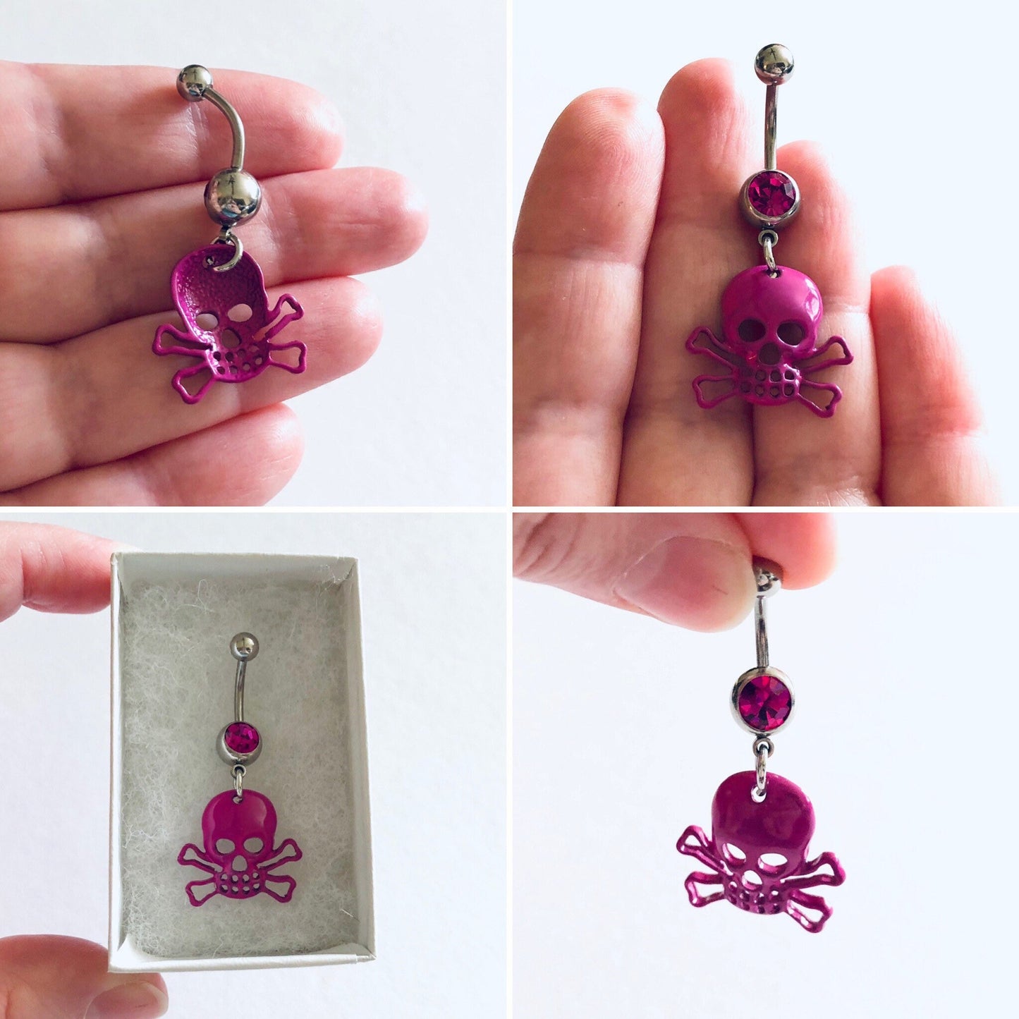 Purple Skull & Crossbones Belly Button Ring, Navel Ring, Goth Skeleton Belly Ring, Skull Navel Piercing, Belly Charm