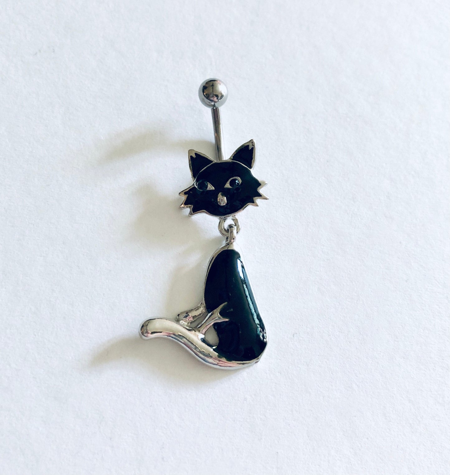 Cat Belly Button Ring, Black Cat Belly Charm, Belly Piercing, Witchy Woman Navel Piercing, Navel Charm,