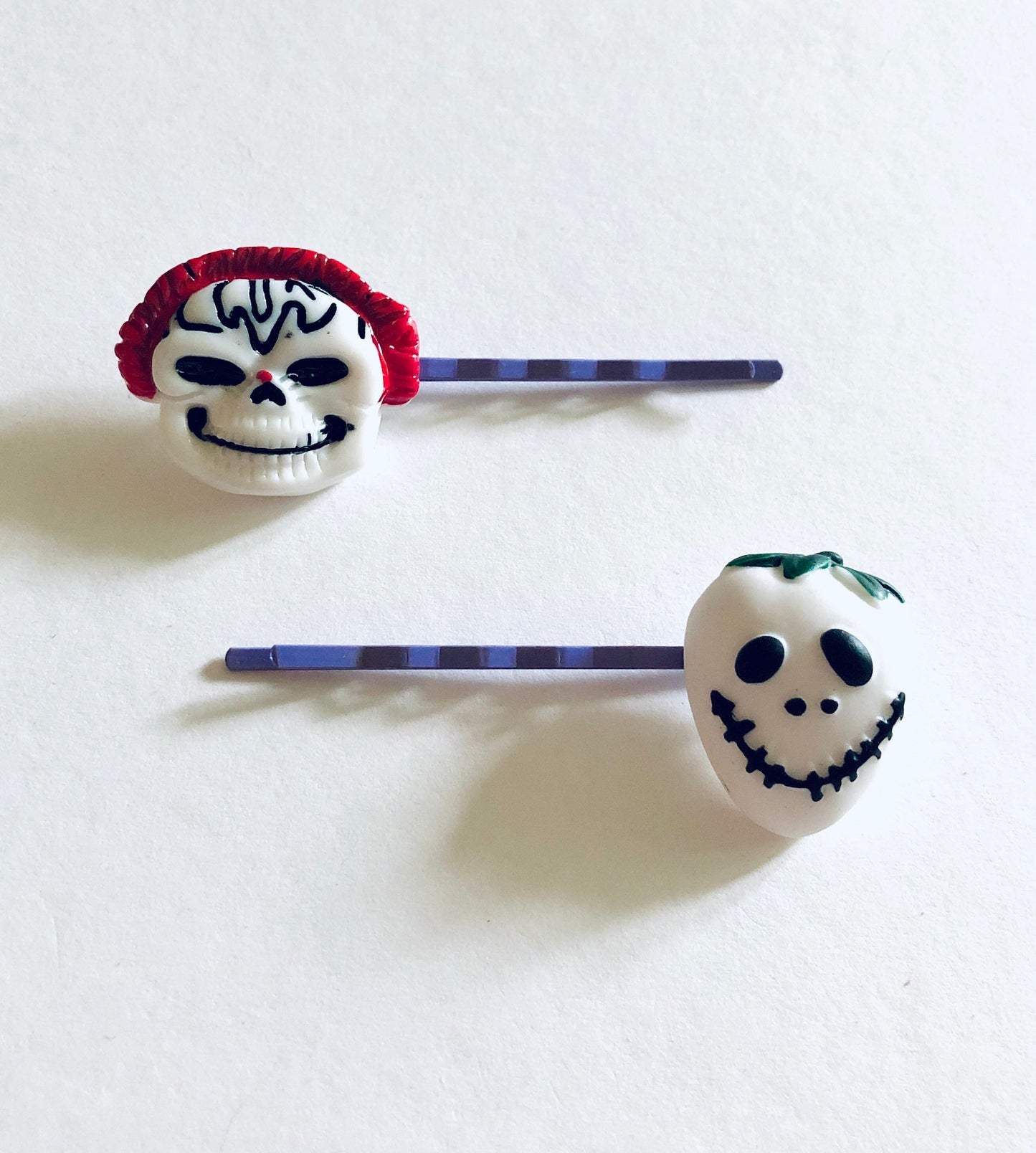 Monsters Hair Clips Set of 2 Ghoul & Goblin Purple Bobby Pins, Gothic Mall Goth Girl, Spooky Halloween Hair Clips