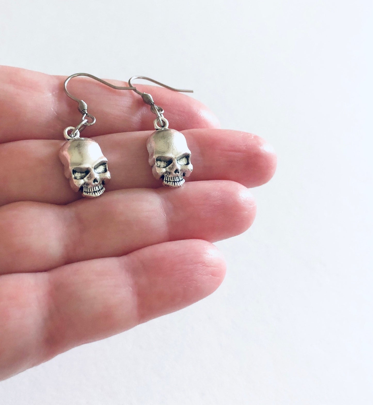 Creepy Baby Doll Skull Earrings, Spooky Horror Earrings, Goth Skeleton Halloween Earrings Gothic