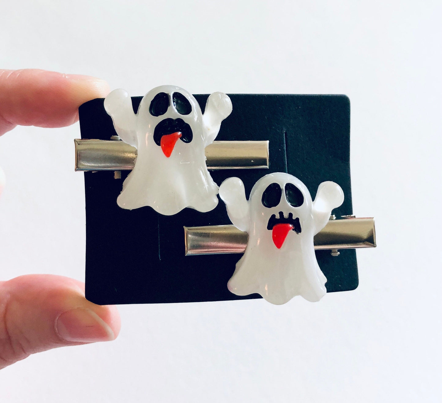 White Spooky Ghost Hair Clips Set of 2, Halloween Hair Clips Alligator Clips, Hair Barrettes