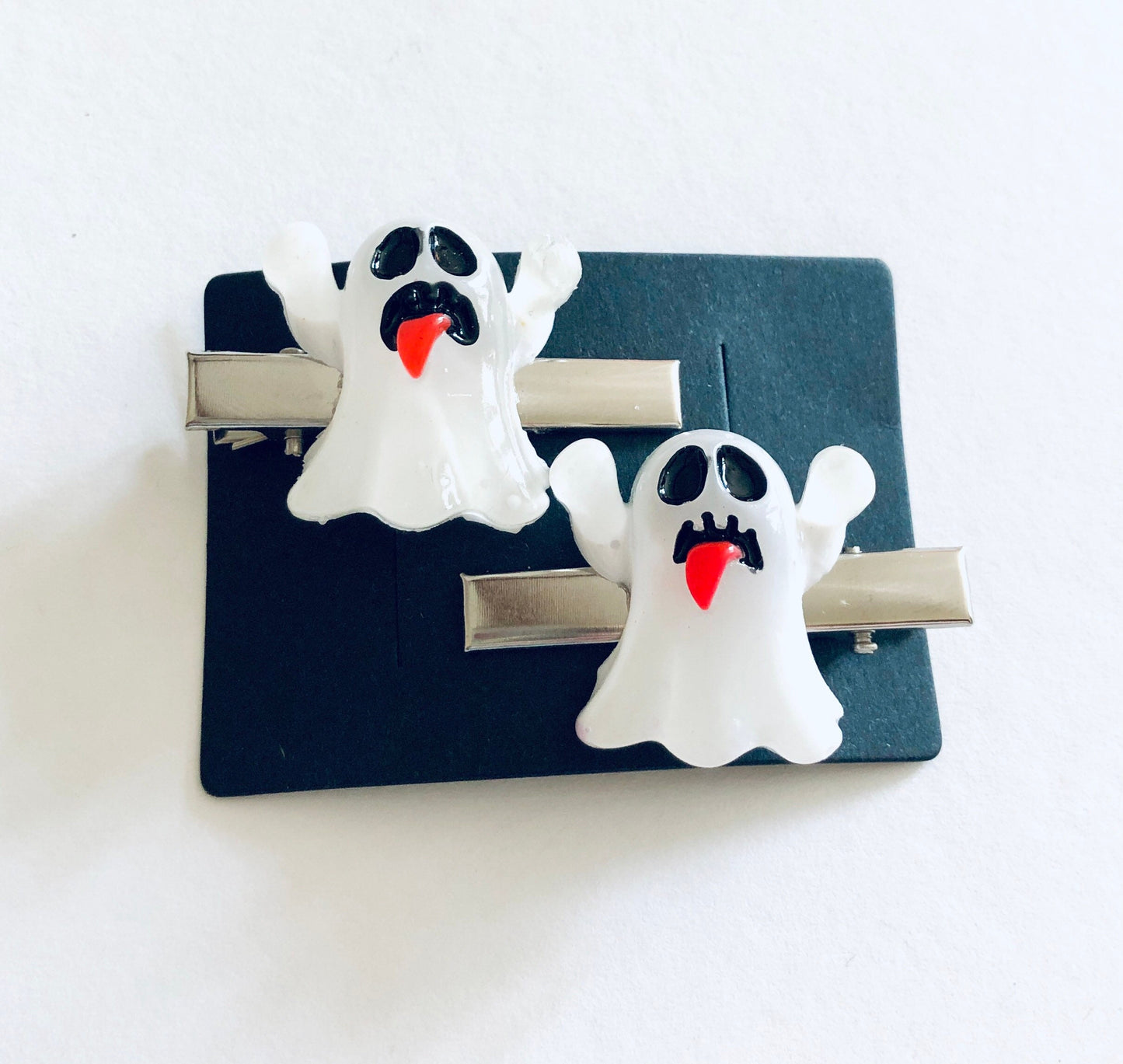 White Spooky Ghost Hair Clips Set of 2, Halloween Hair Clips Alligator Clips, Hair Barrettes