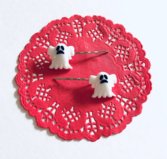 White Ghost Hair Clips, Halloween Hair Accessories, Ghosts Bobby Pins Set of 2